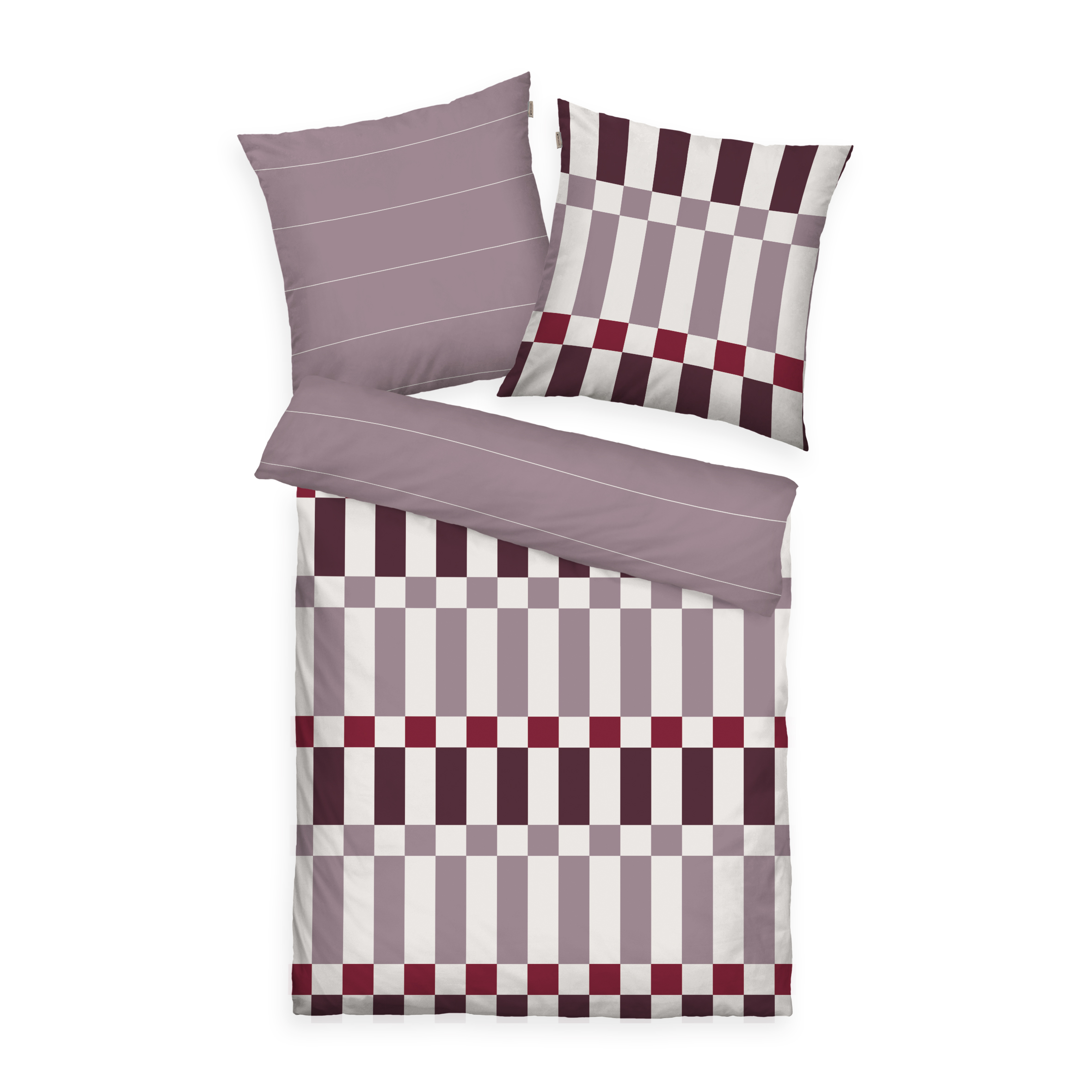 TOM TAILOR Bettwäsche-Set 'Bold Check Cozy Mauve & Plum & Off White' – in verschiedenen Größen erhältlich, Soft-Renforcé
