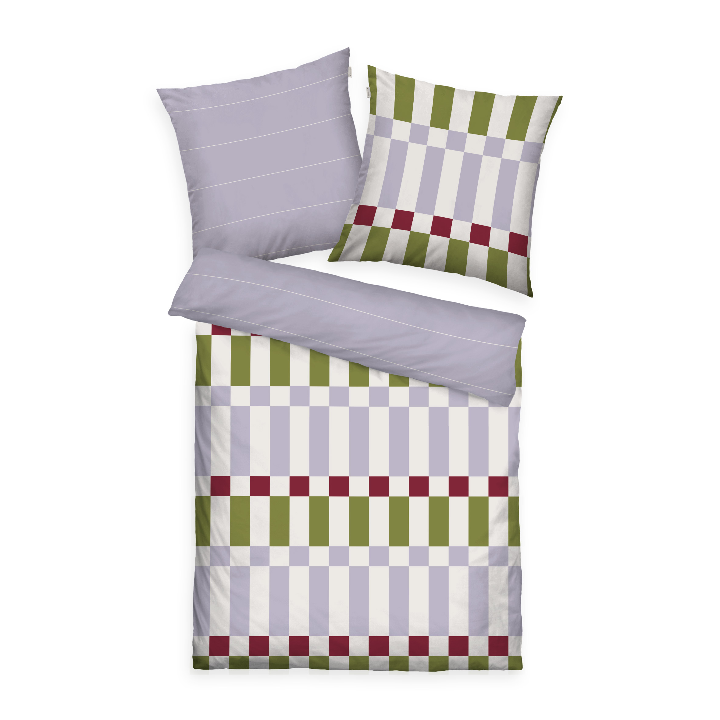 TOM TAILOR Bettwäsche-Set 'Bold Check Soft Lilac & Moss Green & Off White' – in verschiedenen Größen erhältlich, Soft-Renforcé