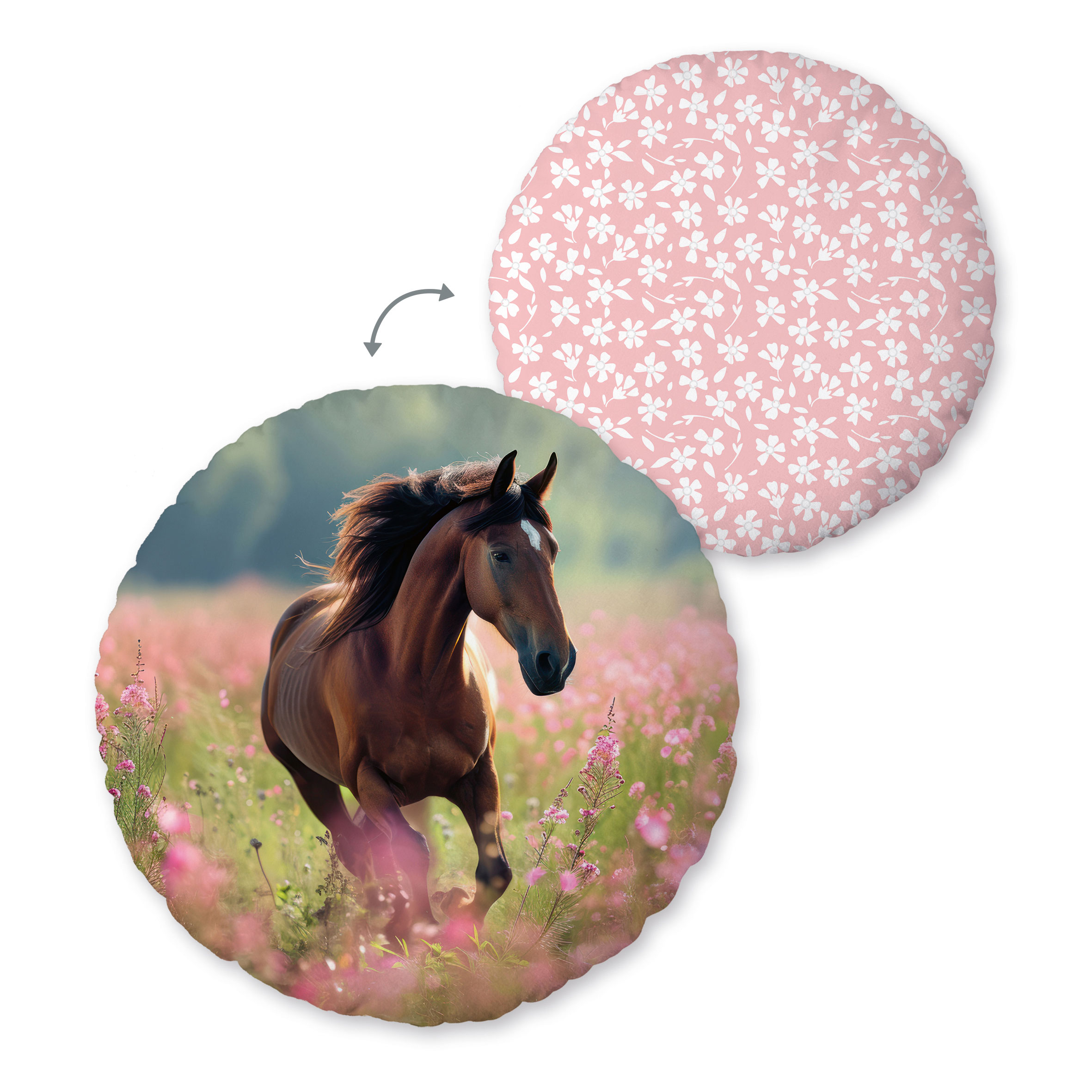 Young Collection Formkissen 'Pferdeglück' – Ø 50 cm, Soft Velboa