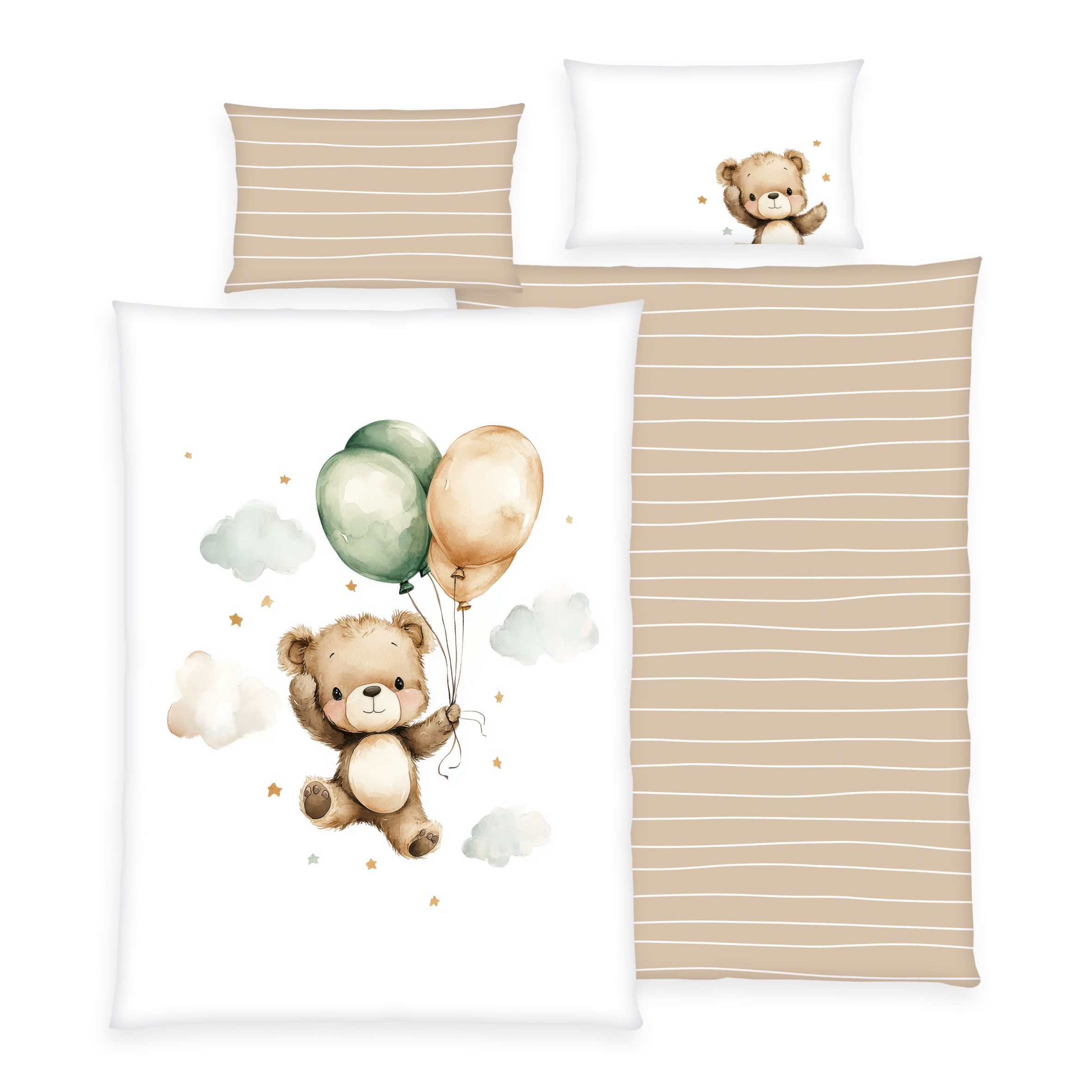 babybest® Bettwäsche-Set 'Ballon Teddy' - 100x135 cm, Renforcé