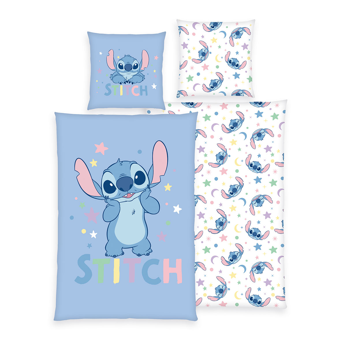 Disney's Stitch Bettwäsche ‘Pastel Stars’ - 135x200 oder 140x200 cm, Renforcé