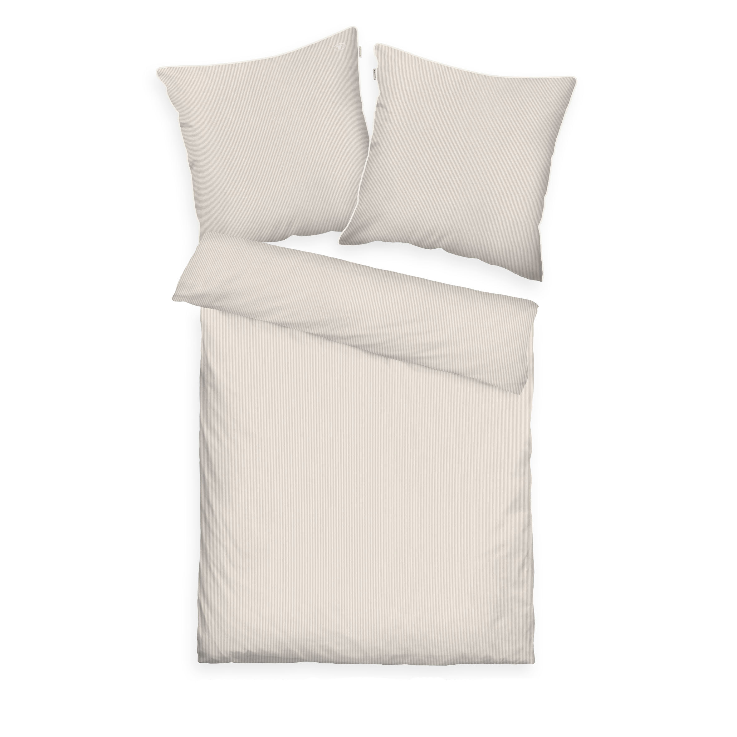 TOM TAILOR Bettwäsche-Set – ‘Fine Stripes Sunny Sand & Off White’ – 135×200, 155×220, 140×200 oder 200×220 cm, Satin