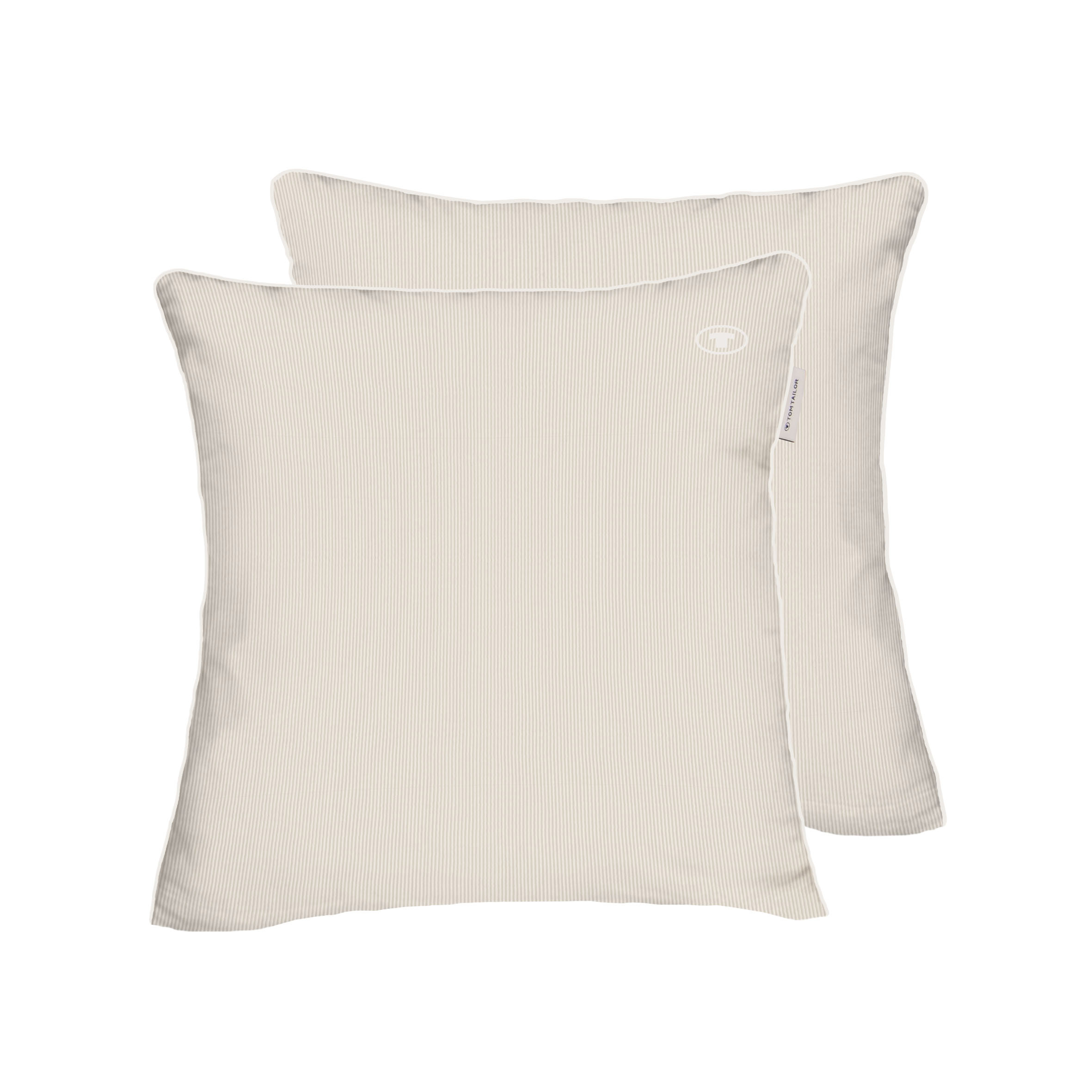 TOM TAILOR Kissenhülle ‘Fine Stripes Sunny Sand & Off White’ – 40×40 oder 40×80 cm, Satin