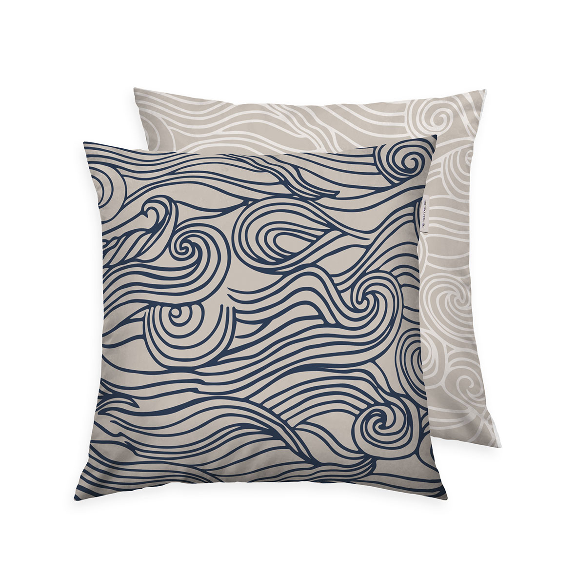 TOM TAILOR Kissenhülle 'Waves Dark Navy & Sunny Sand & Off White' – 40x40 oder 40x80 cm, Renforcé