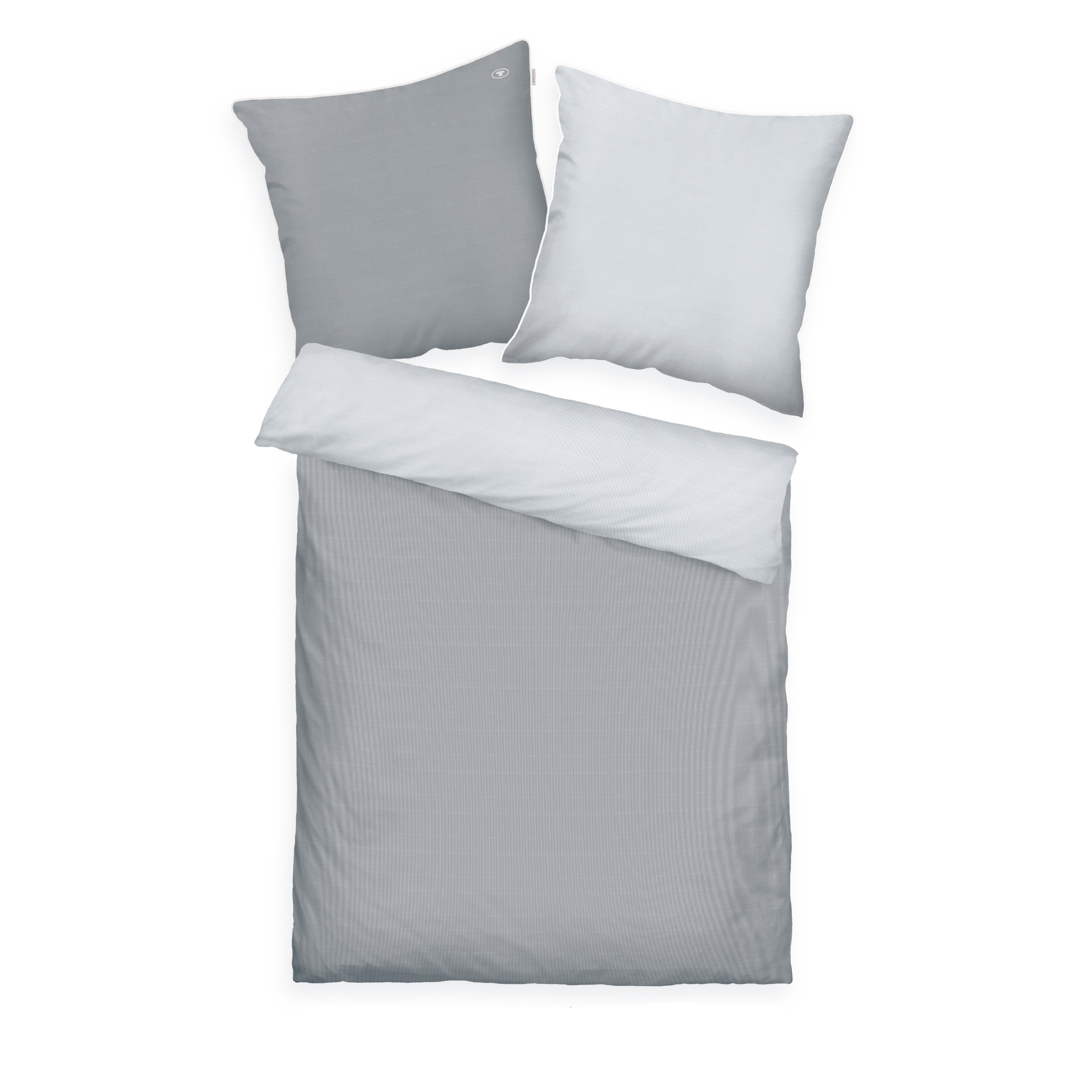 TOM TAILOR Bettwäsche-Set - ‘Fine Stripes Moody Grey & Light Grey’ - 135x200, 155x220, 140x200 oder 200x220 cm, Satin