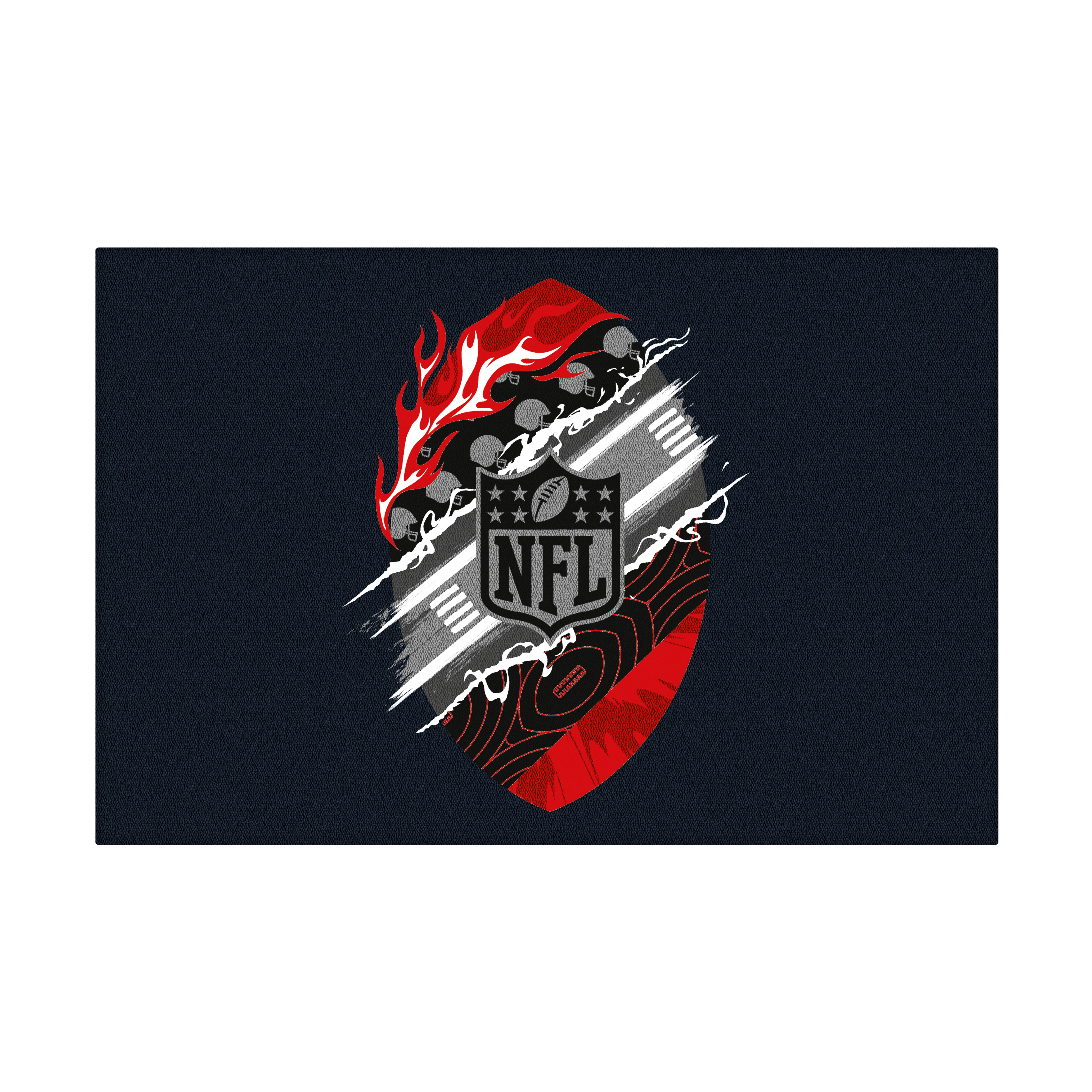 NFL Fußmatte ‘Black’ – 50×75 cm, Rutschfeste Rückseite