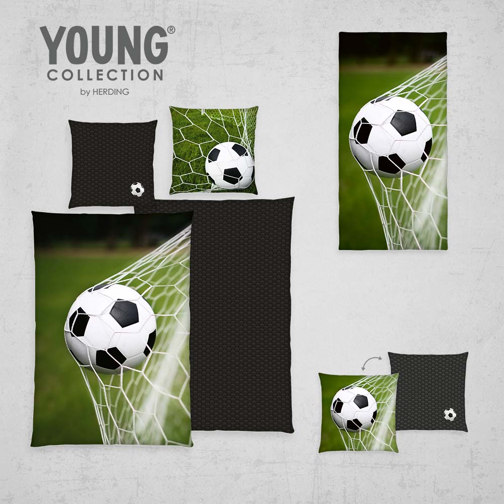 Young Collection Fußball-Bundle ‘Tor & Game’ – Bettwäsche, Dekokissen & Badetuch