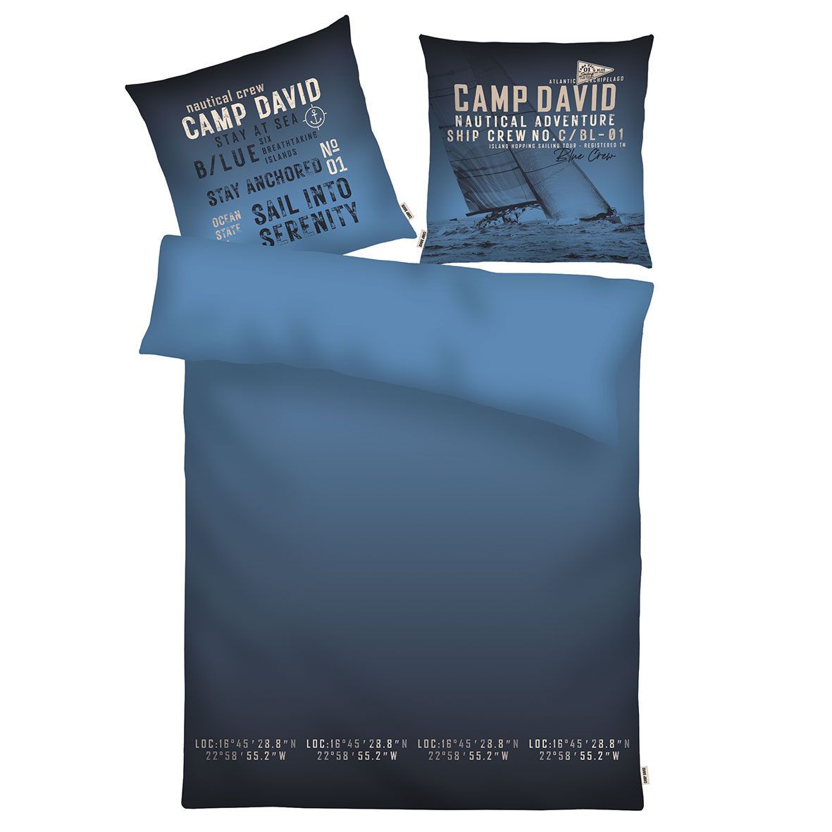 CAMP DAVID Bettwäsche-Set 'Atlantic Blue' – 135x200 cm, Renforcé