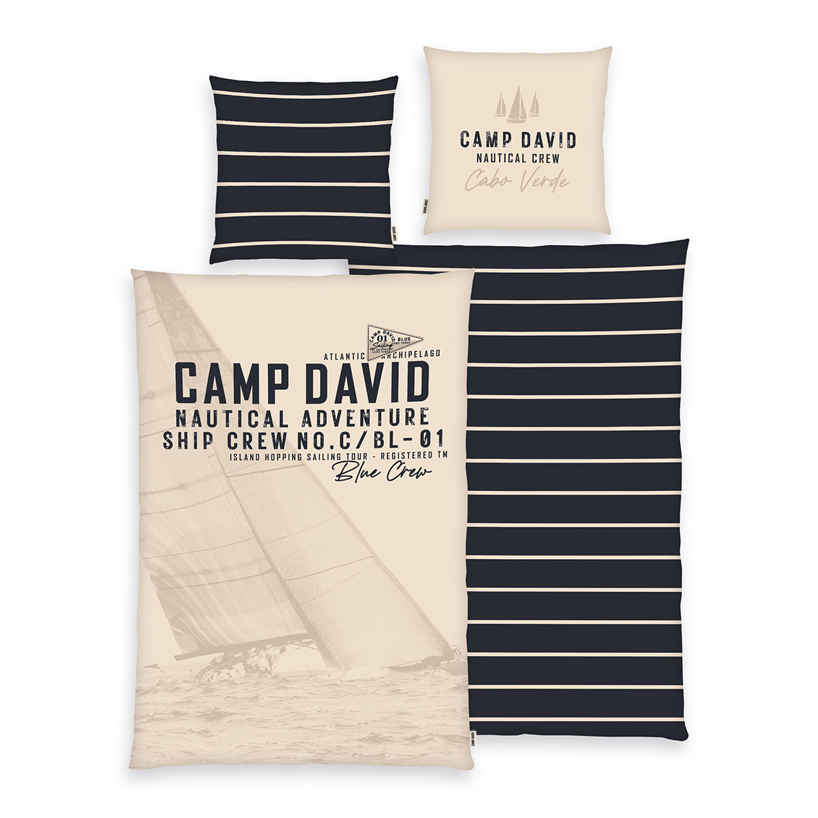 CAMP DAVID Bettwäsche-Set 'Sea Stripes' – 135x200 cm, Renforcé
