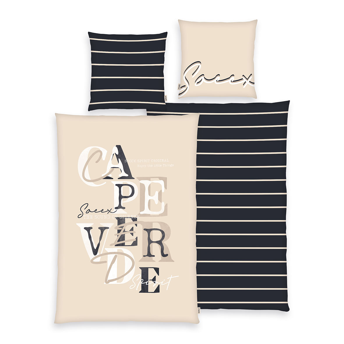 SOCCX Bettwäsche-Set 'Coastal Stripes' – 135x200 cm, Renforcé