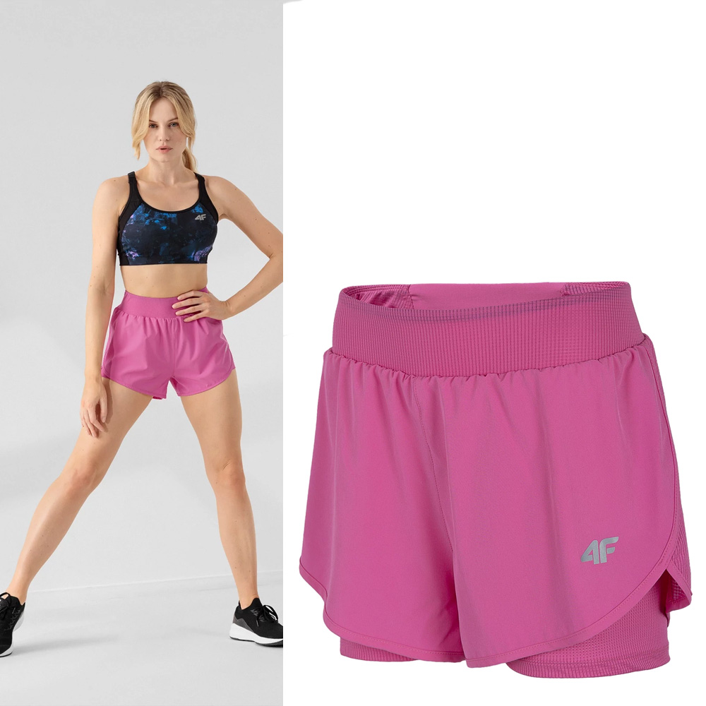 4F - Damen Trainingsshorts 'Shorts in Shorts' - pink