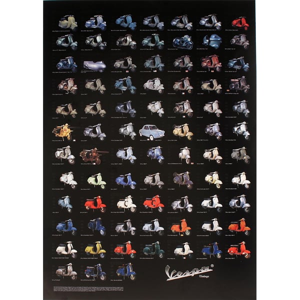 Poster mit Motiv 'Vespa Modelle IV' Motorroller 