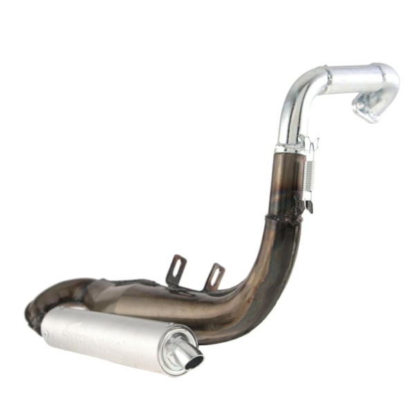 Rennauspuff SIMONINI, Stahl klarlackiert, Dämpfer: Aluminium Farbe (ESD): silber für Vespa PK50/S/SS/XL/XL2/XLS/HP/FL/N/Rush