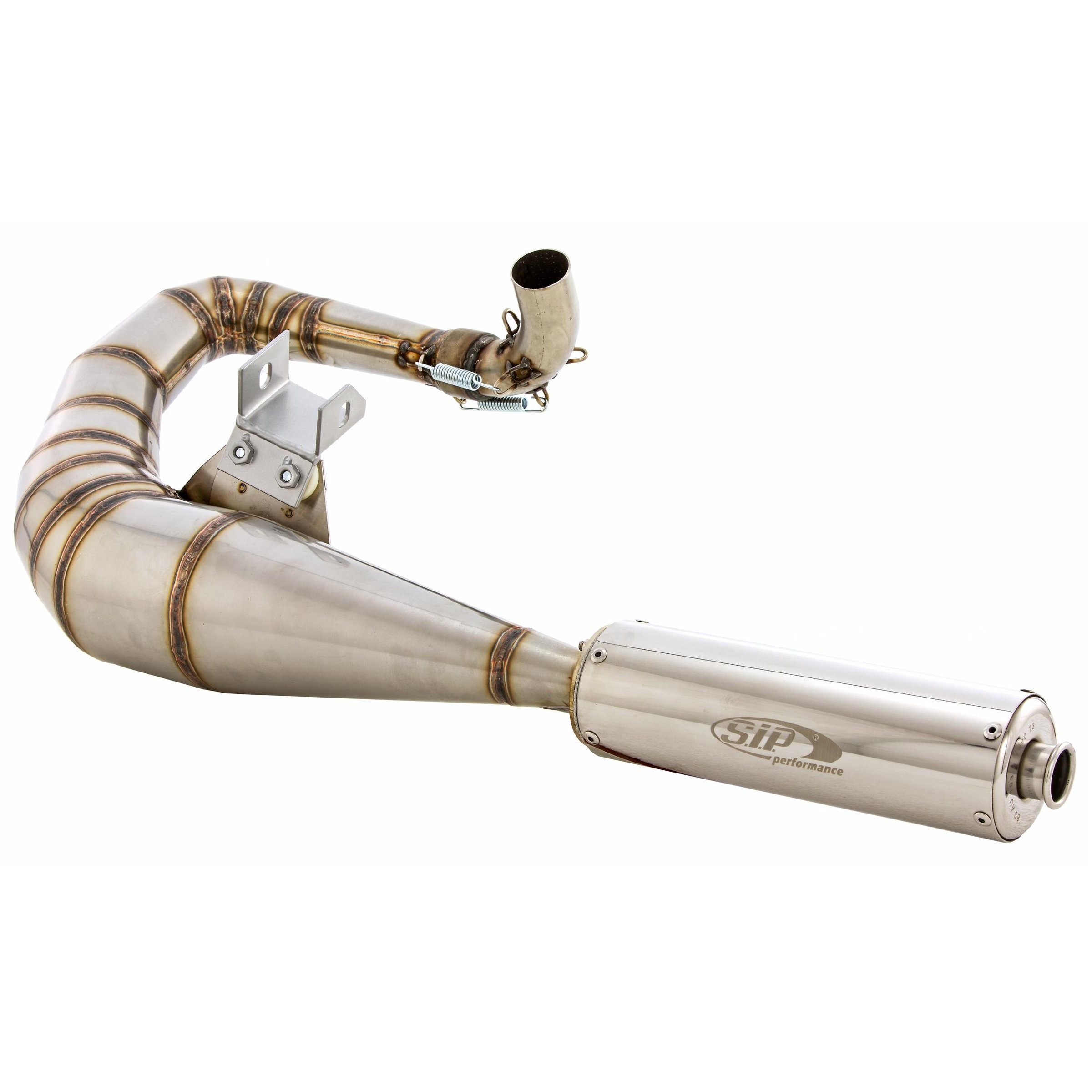 Rennauspuff SIP Performance 2.0, Material: Edelstahl unlackiert, Dämpfer: Edelstahl Farbe (ESD): silber für Vespa 125 GT/GTR/TS/150 GL/Sprint/V/PX80-150/PE/Lusso/Cosa 1