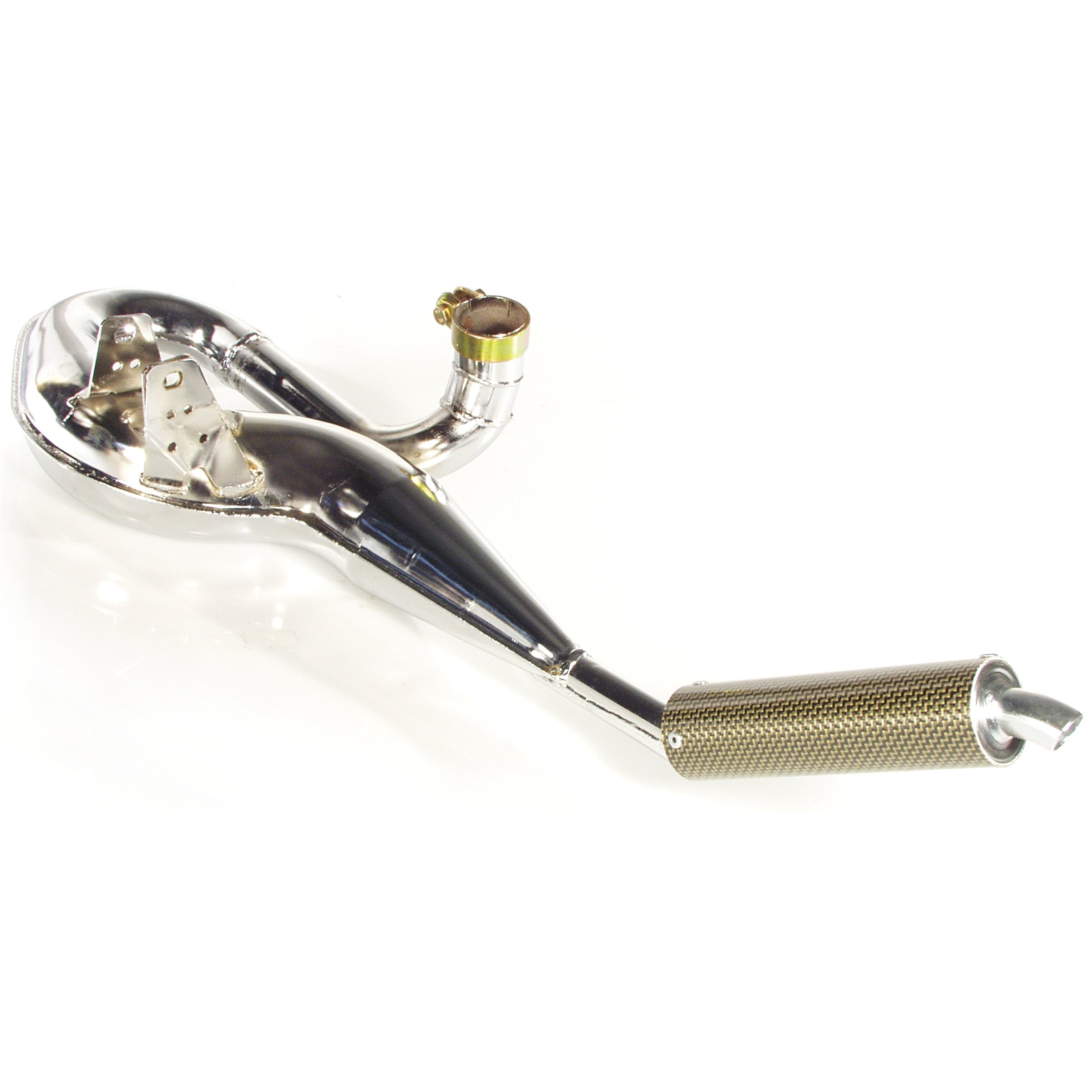 Rennauspuff SIMONINI, Material: Stahl chrom, Dämpfer: Carbon/Polyamid Farbe (ESD): carbon für Vespa 200 Rally/P200E/PX200 E/Lusso/'98/MY/Cosa 1 200 für Vespa 200 Rally/P200E/PX200 E/Lusso/'98/MY/Cosa 1 200