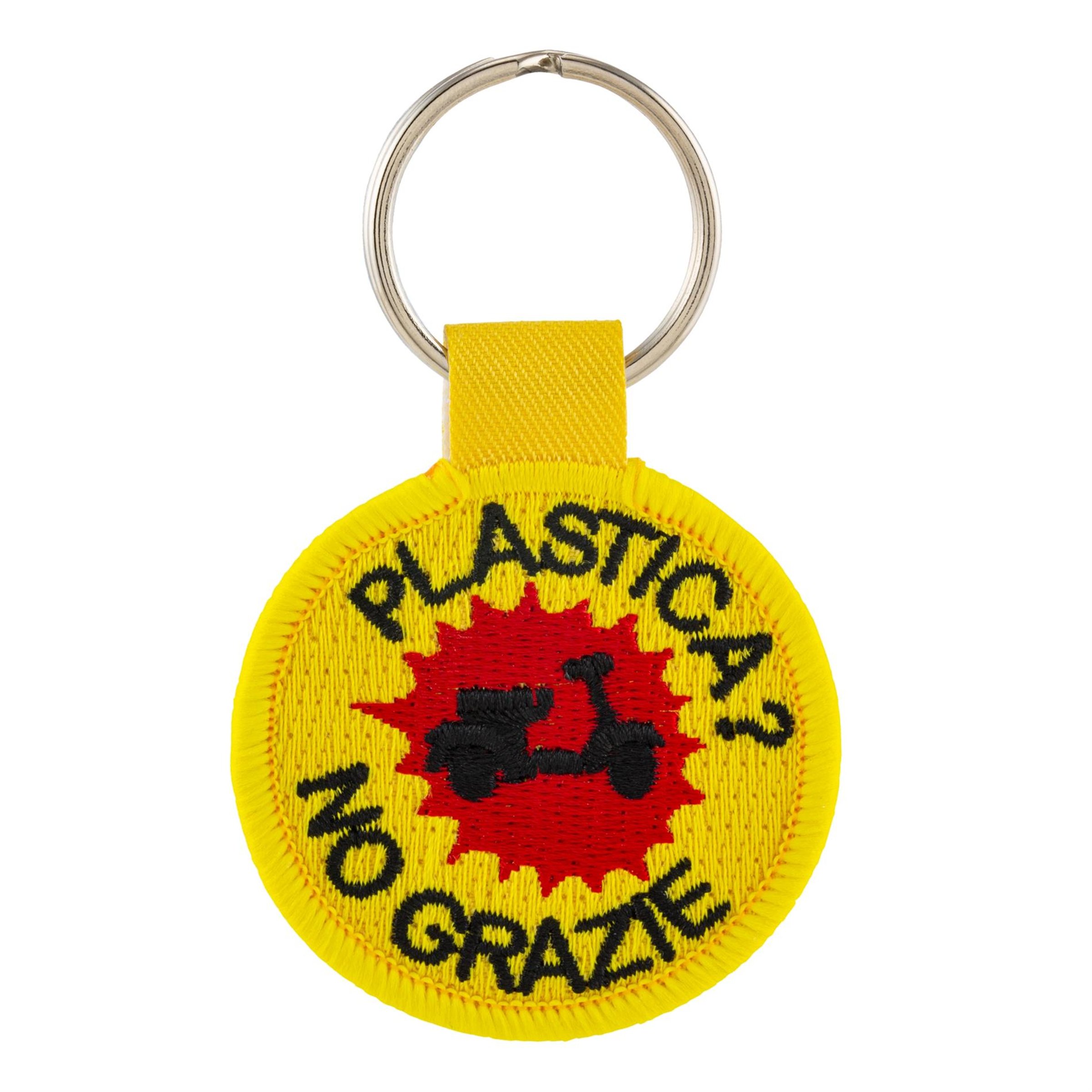Schlüsselanhänger mit Motiv 'PLASTICA? NO GRAZIE' 