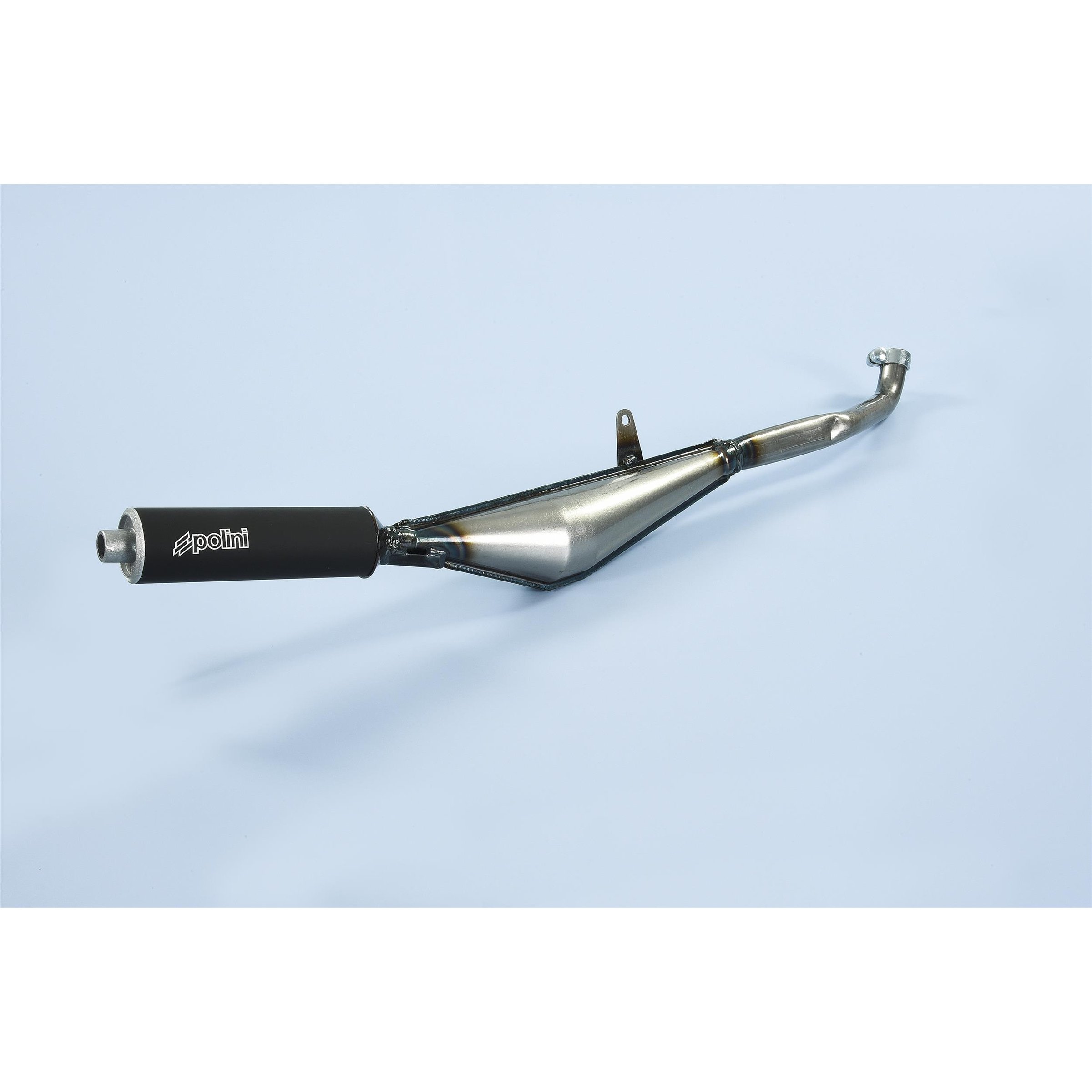 Rennauspuff POLINI Country 200.0045, Material: Stahl klarlackiert, Dämpfer: Aluminium Farbe (ESD): schwarz für PIAGGIO Ciao/PX/Bravo 50ccm 2T AC