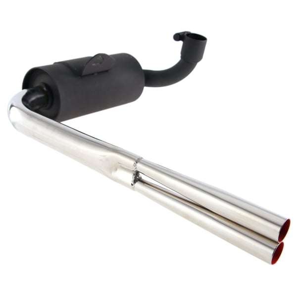 Rennauspuff SIP 'Vintage' Replika, schwarz, Farbe (ESD): chrom für Vespa 125 VNA-TS/150 VBA-Sprint/PX80-150/PE/Lusso