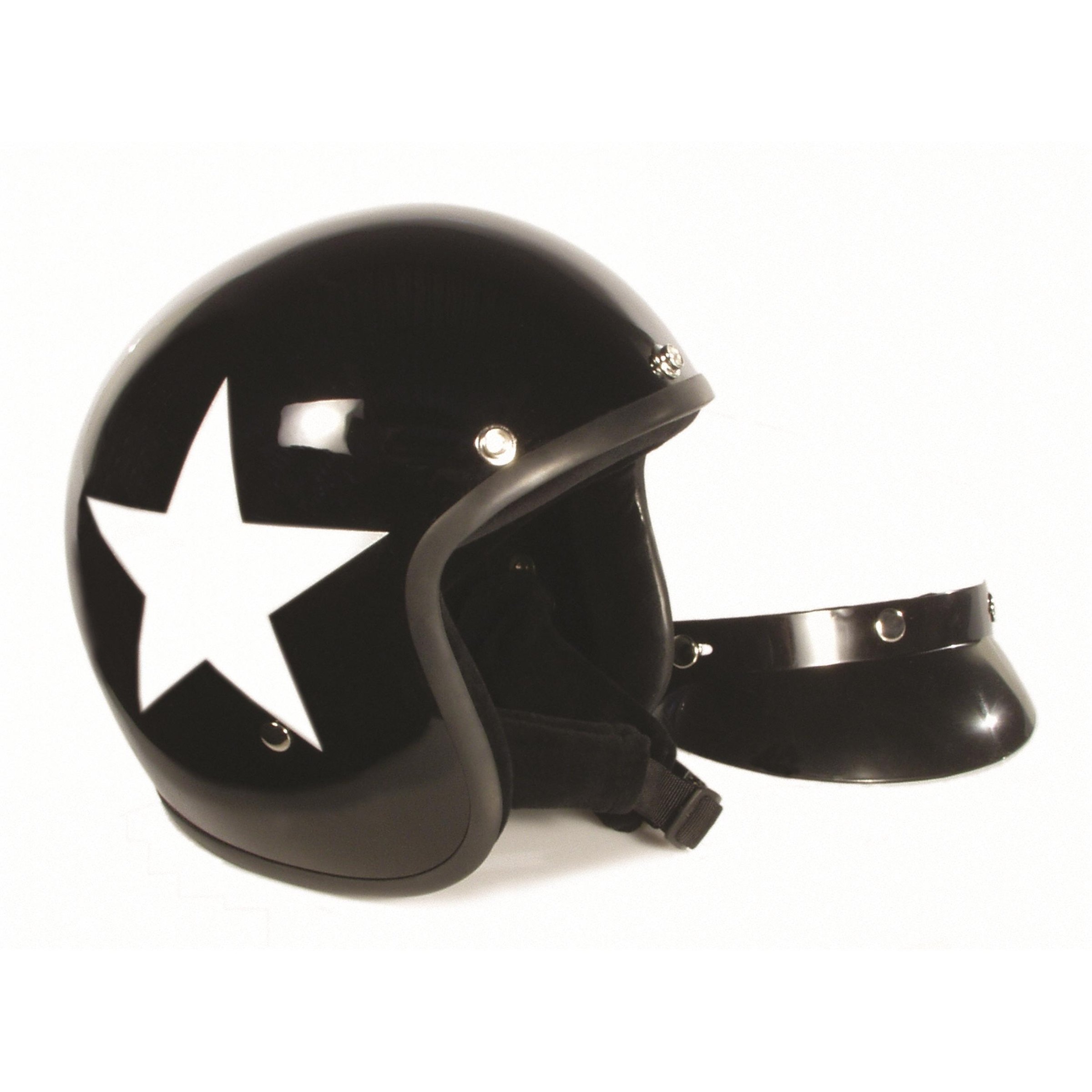 Helm BANDIT Jet Star mit weißem Stern, schwarz, Gr. L, 59-60 cm Jethelm