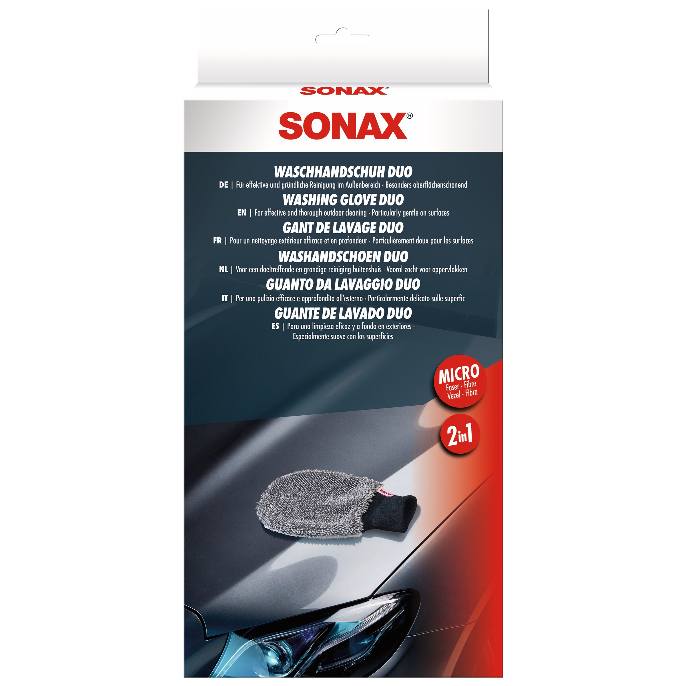 Waschhandschuh SONAX Duo Microfaser grau 