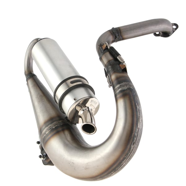 Rennauspuff PM 40 Evolution, Stahl geölt, Dämpfer: Aluminium Farbe (ESD): silber für Vespa 90/R/SS/100/125 VMA1T
