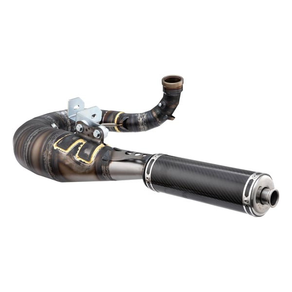 Rennauspuff SIP Performance Mustang 2.1 Design by NORDSPEED, Stahl klarlackiert, Dämpfer: Carbon Farbe (ESD): carbon für Vespa 200 Rally/P200E/PX200 E/Lusso/'98/MY/Cosa 1 200