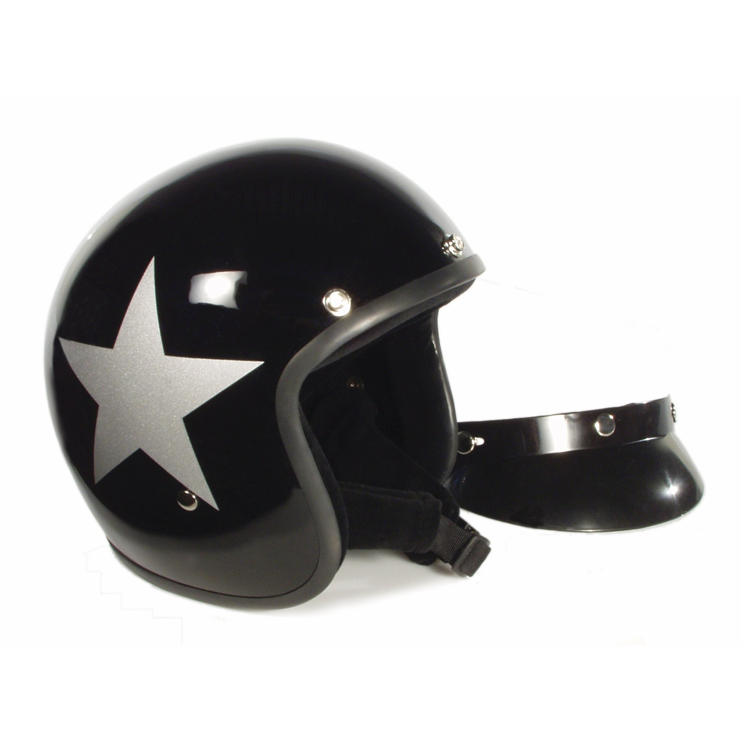 Helm BANDIT Jet Star mit silbernem Stern, schwarz, Gr. XL, 61-62 cm Jethelm