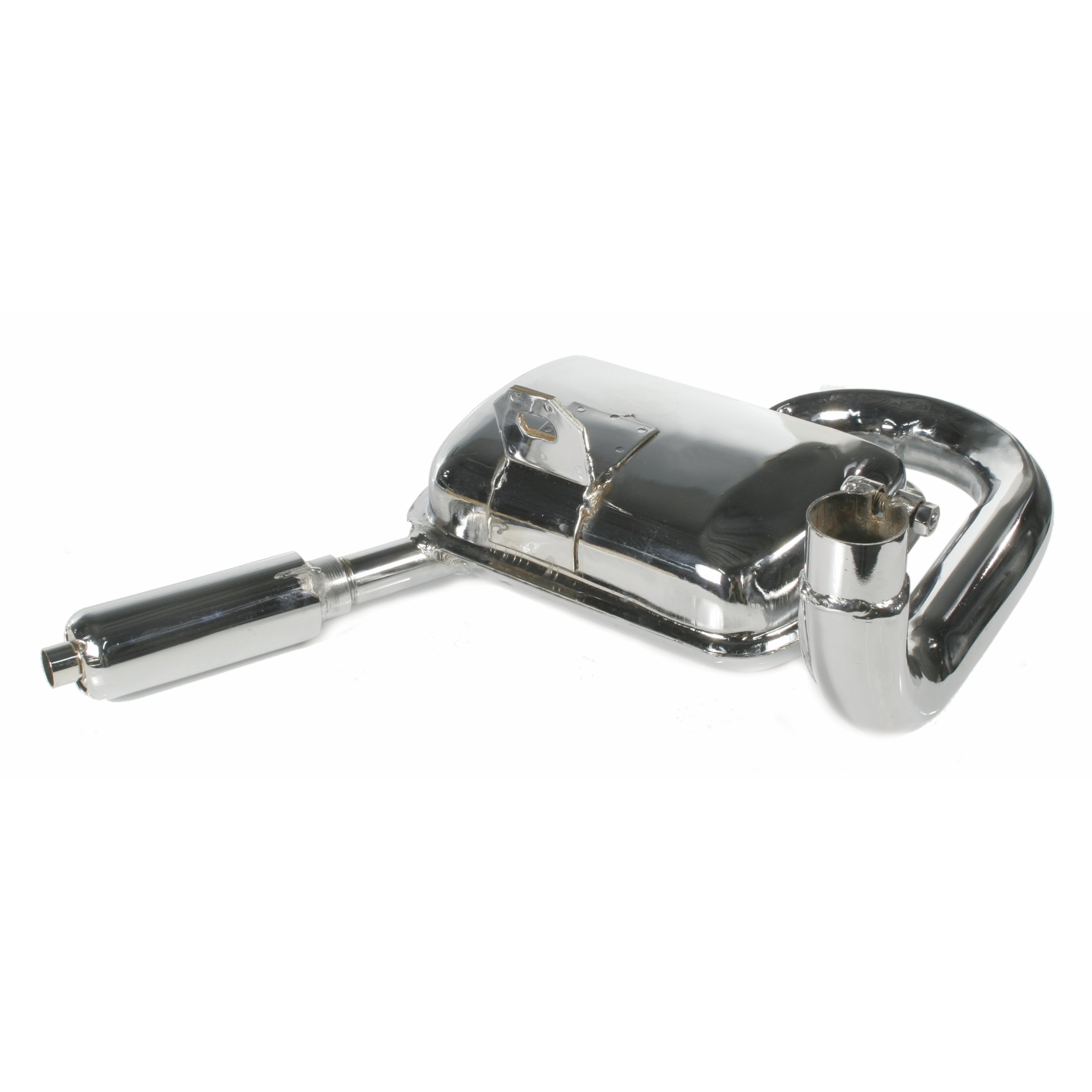 Auspuff Standard mit ESD 87565, Material: Stahl verchromt, Farbe (ESD): chrom für Vespa 125 VNA-TS/150 VBA-Sprint/PX80-150/PE/Lusso