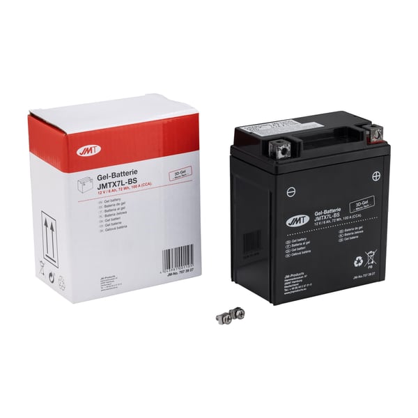 Batterie JMT 12V/6Ah, YTX7L-BS für Vespa Primavera/Sprint 50-150ccm/GTS 125ccm