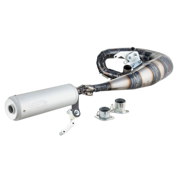 Rennauspuff SIP Performance Touring Silent Design by NORDSPEED, Stahl klarlackiert, Dämpfer: Aluminium Farbe (ESD): silber für Lambretta 125 LI/LIS/DL/GP/150 LI/LIS/SX/DL/GP/175 TV 2°-3°/200 TV/SX/DL/GP
