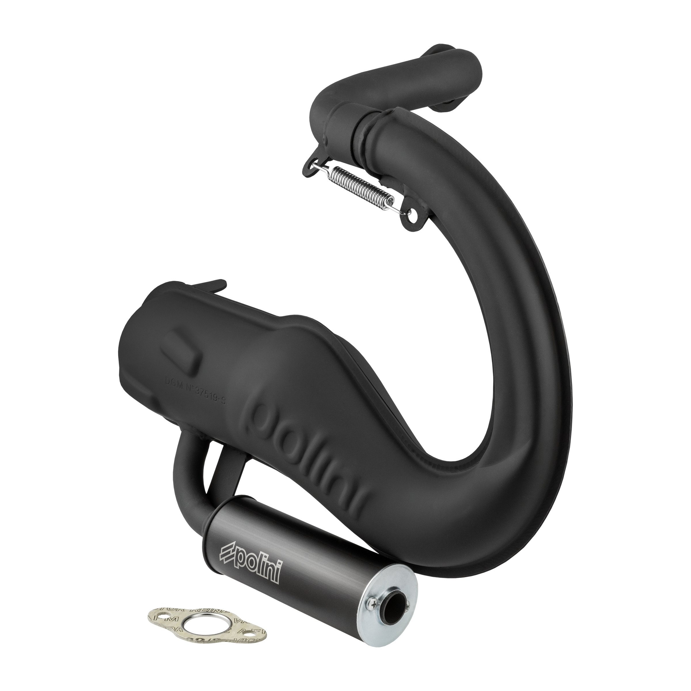 Rennauspuff POLINI Banane Sport 200.2051/S, Material: Stahl schwarz, Dämpfer: Aluminium Farbe (ESD): schwarz für Vespa PK80-125 S/PK100-125XL/PK125/ETS/N/XL2