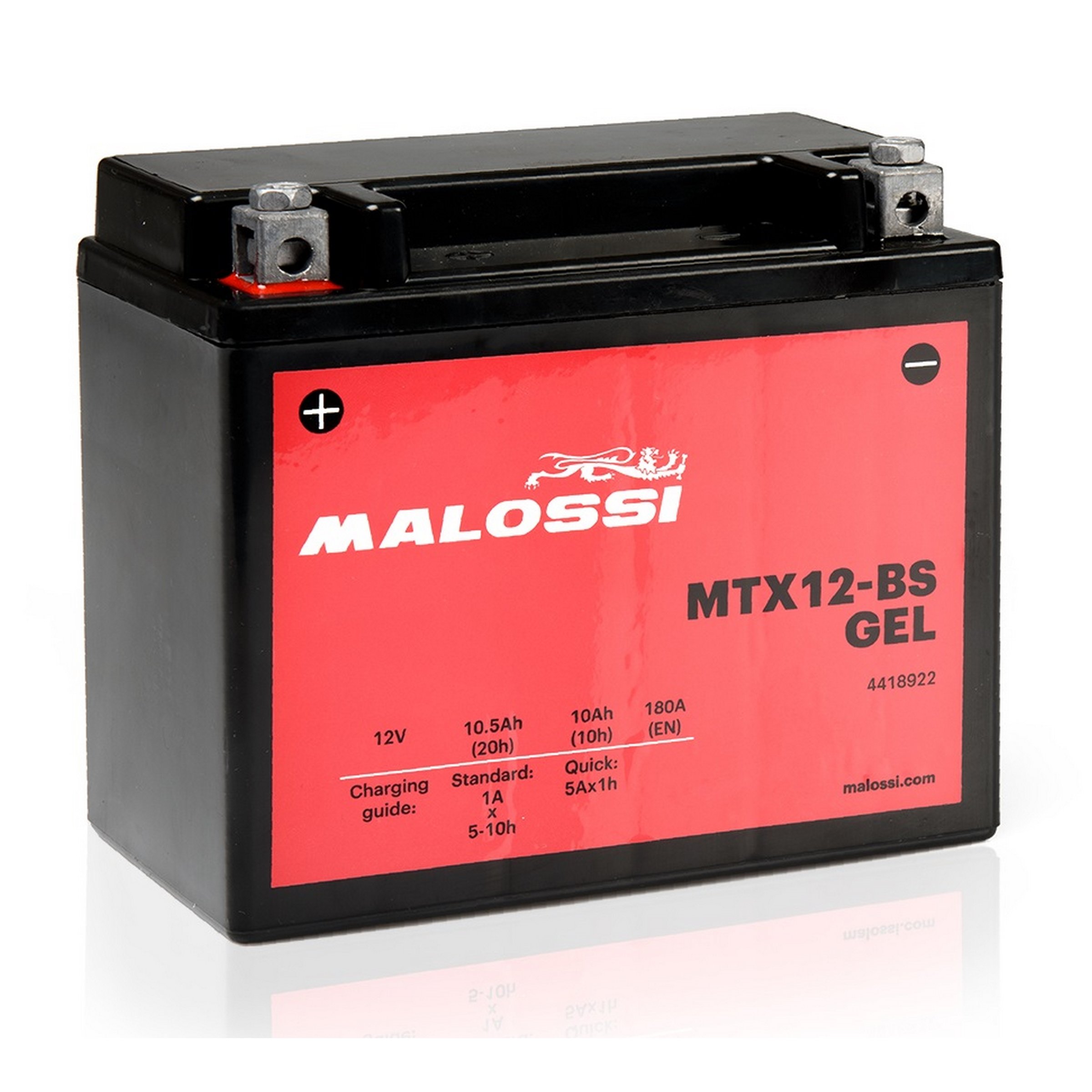 Batterie MALOSSI 12V/10Ah, MTX12-BS GEL für Vespa LX/LXV/S 125/150ccm 4T AC Euro3/i.e./3V für Vespa LX/LXV/S 125/150ccm 4T AC Euro3/i.e./3V
