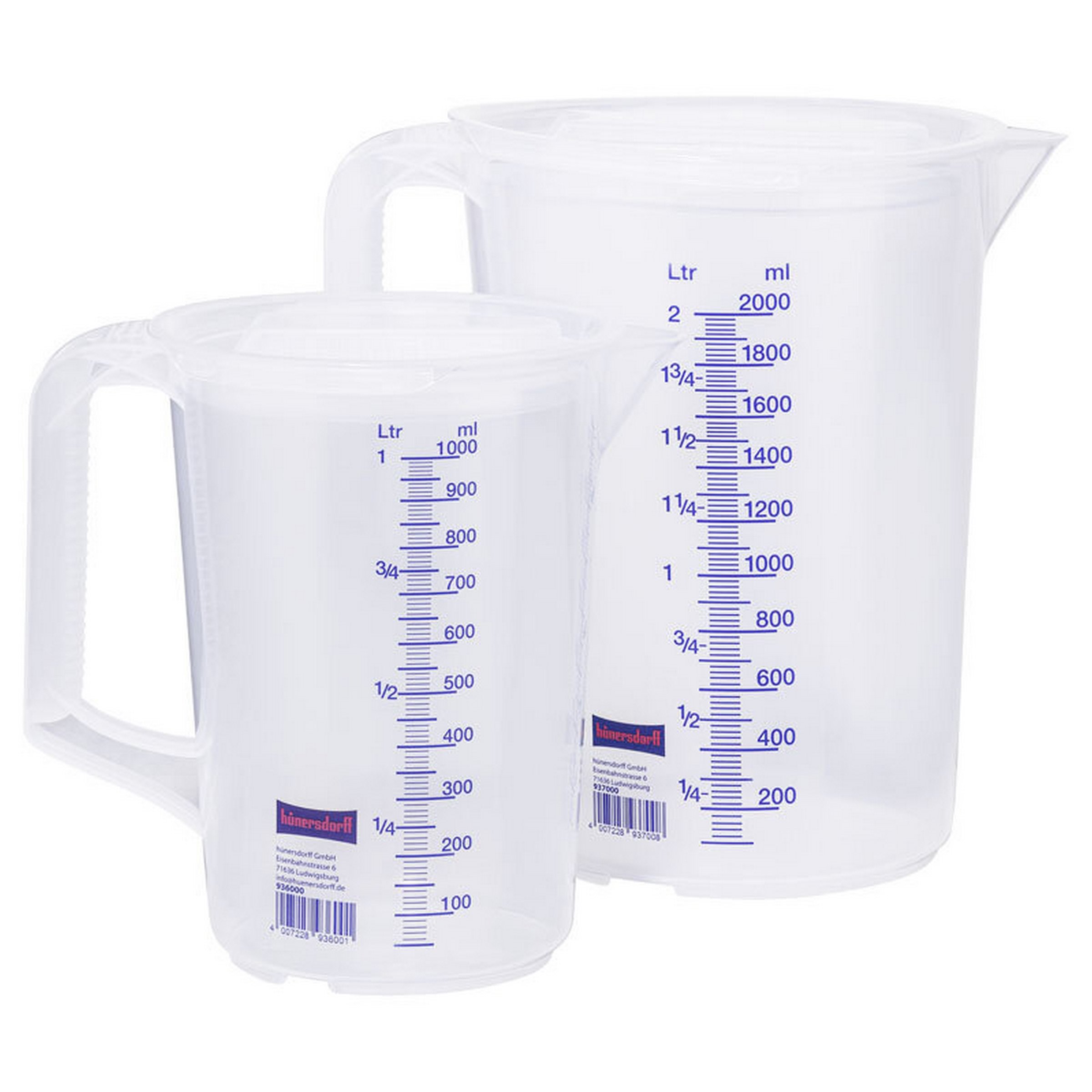 Messbecher-Set HÜNERSDORFF 1x1000ml + 1x2000ml transparent 