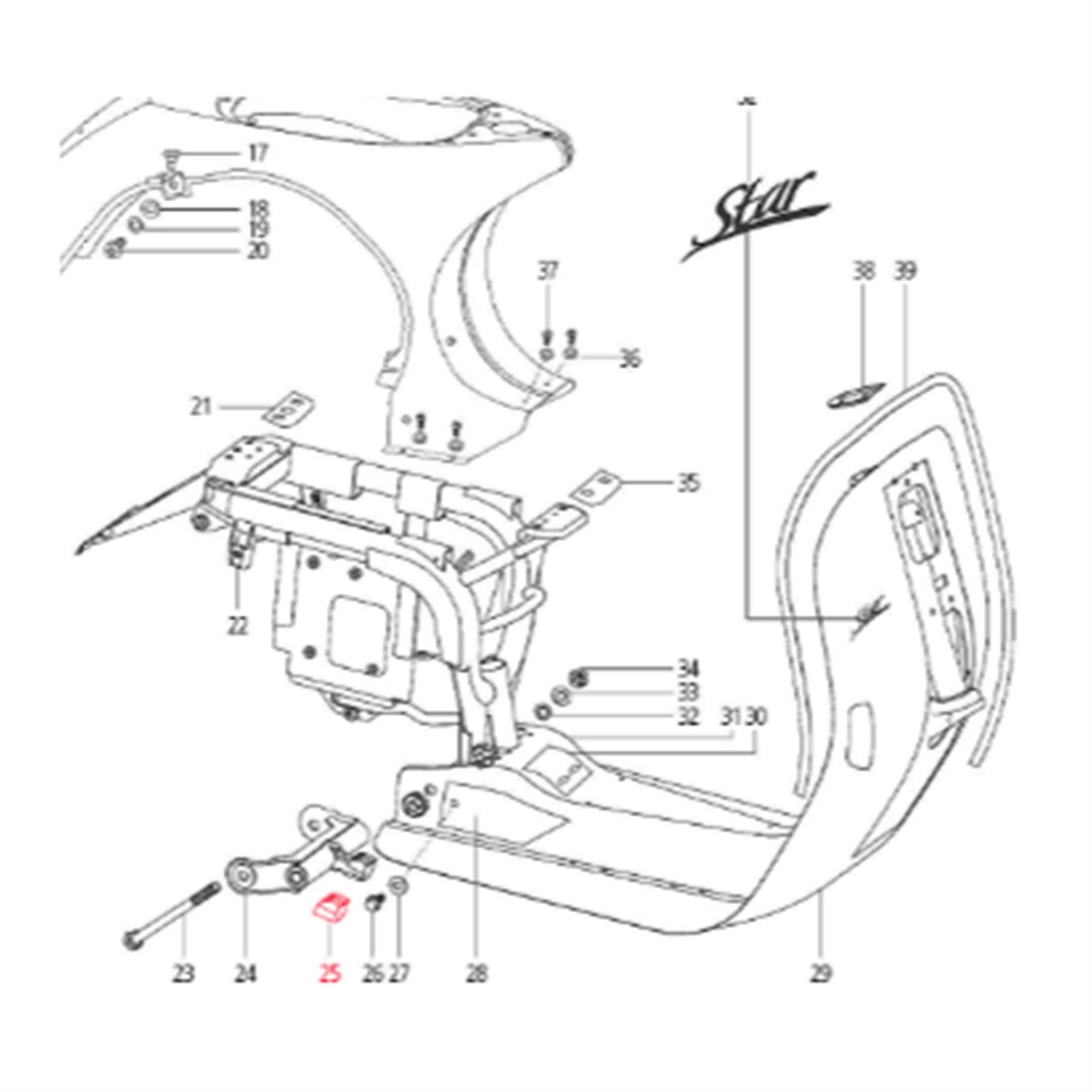 Gummipuffer LML, Motorträger, SF523-0658 für LML Star 125-200 4T/Stella/125 Star lite CVT