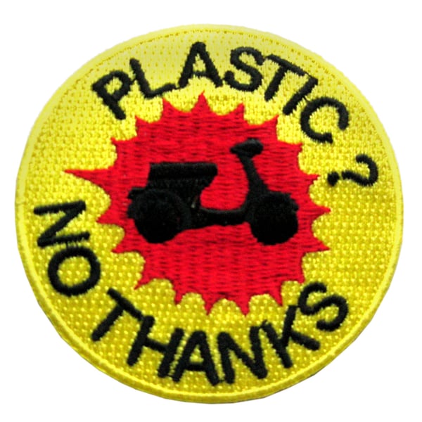 Aufnäher mit Motiv 'PLASTIC? NO THANKS' 