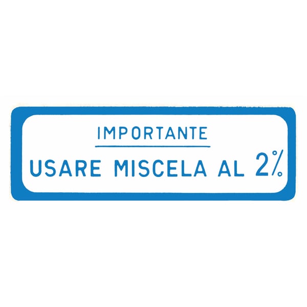 Aufkleber mit Motiv Usare Miscela al 2% für Vespa 125 VNB/150 VBA/VBB/GL