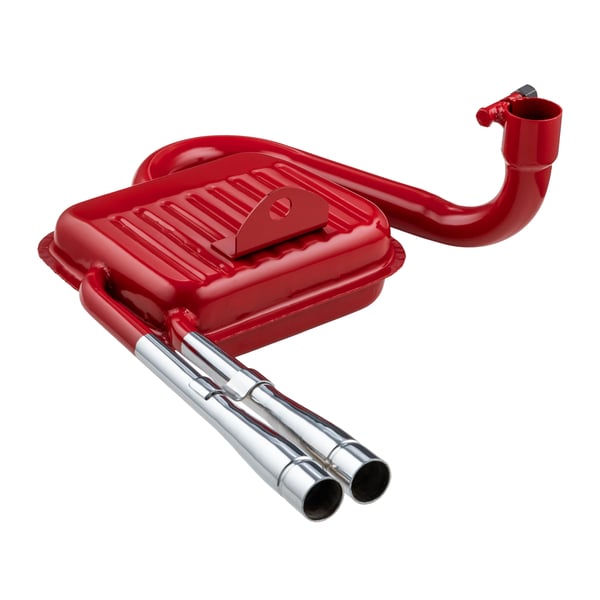 Rennauspuff SERIE PRO 'Sport' Replika, Edelstahl rot, Farbe (ESD): chrom für Vespa 125 GT/GTR/TS/150 GL/Sprint/V/T4/PX125-150/PE/Lusso