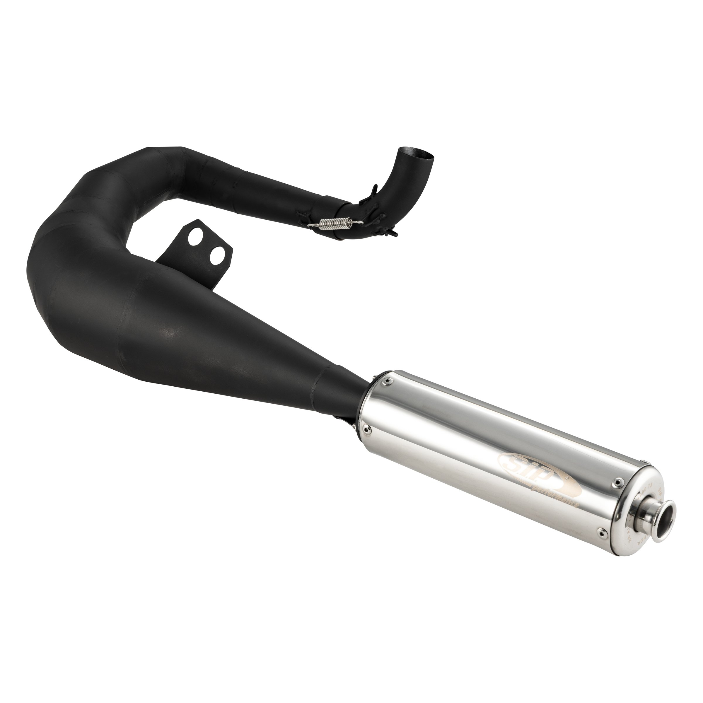 Rennauspuff SIP Performance 2.0, Material: Stahl schwarz, Dämpfer: Edelstahl Farbe (ESD): silber für Vespa 125 GT/GTR/TS/150 GL/Sprint/V/PX80-150/PE/Lusso/Cosa 1