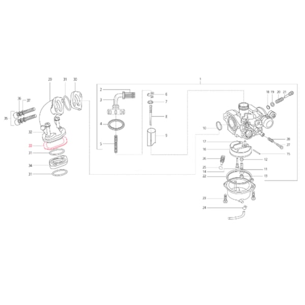 Dichtung LML Ansaugstutzen/Motor, SF214-0136 für LML Star 200 4T