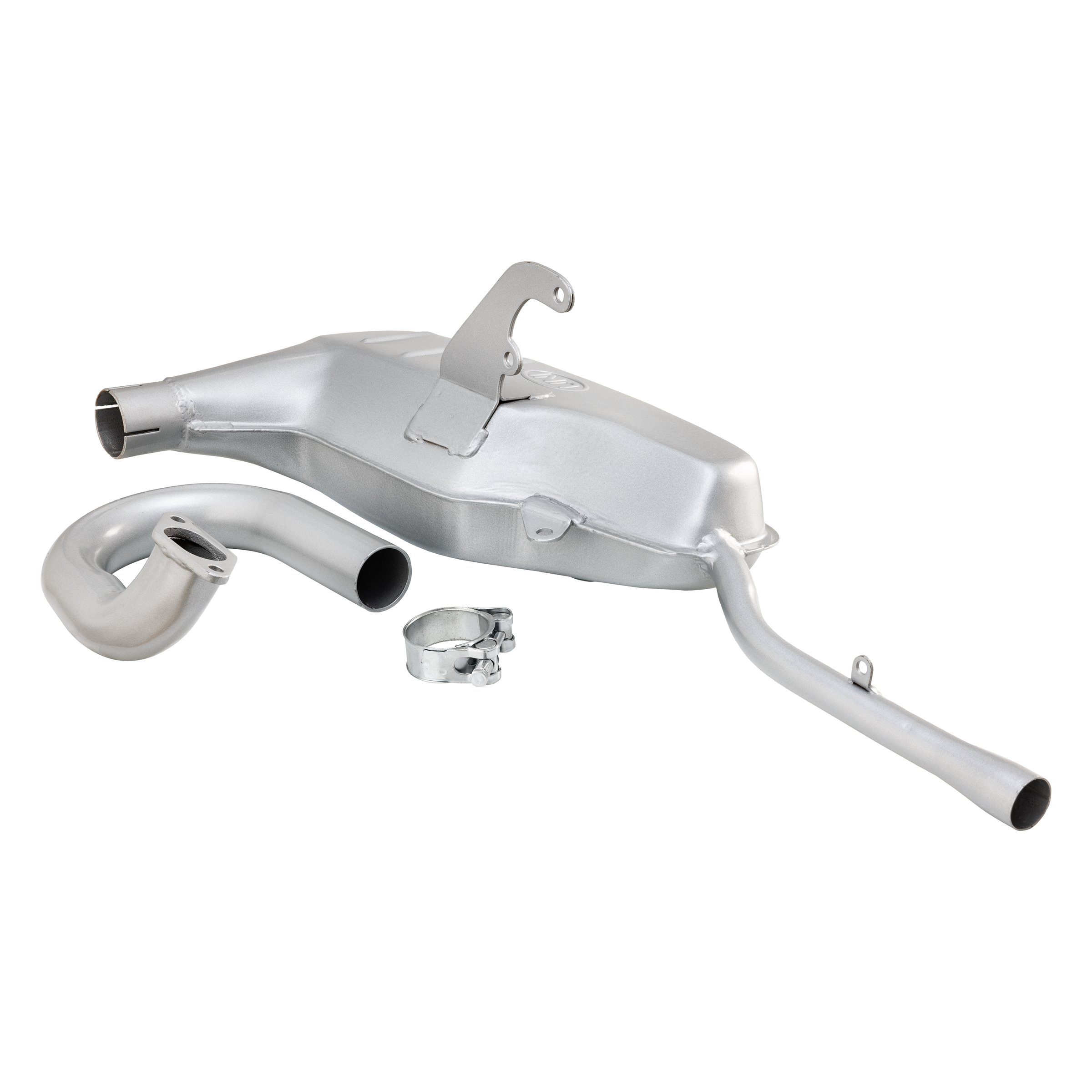 Rennauspuff UNI Auto CLUBMAN, Material: Stahl silber für Lambretta 125 LI/LIS/DL/GP/150 LI/LIS/SX/DL/GP/175 TV 2°-3°/200 TV/SX/DL/GP