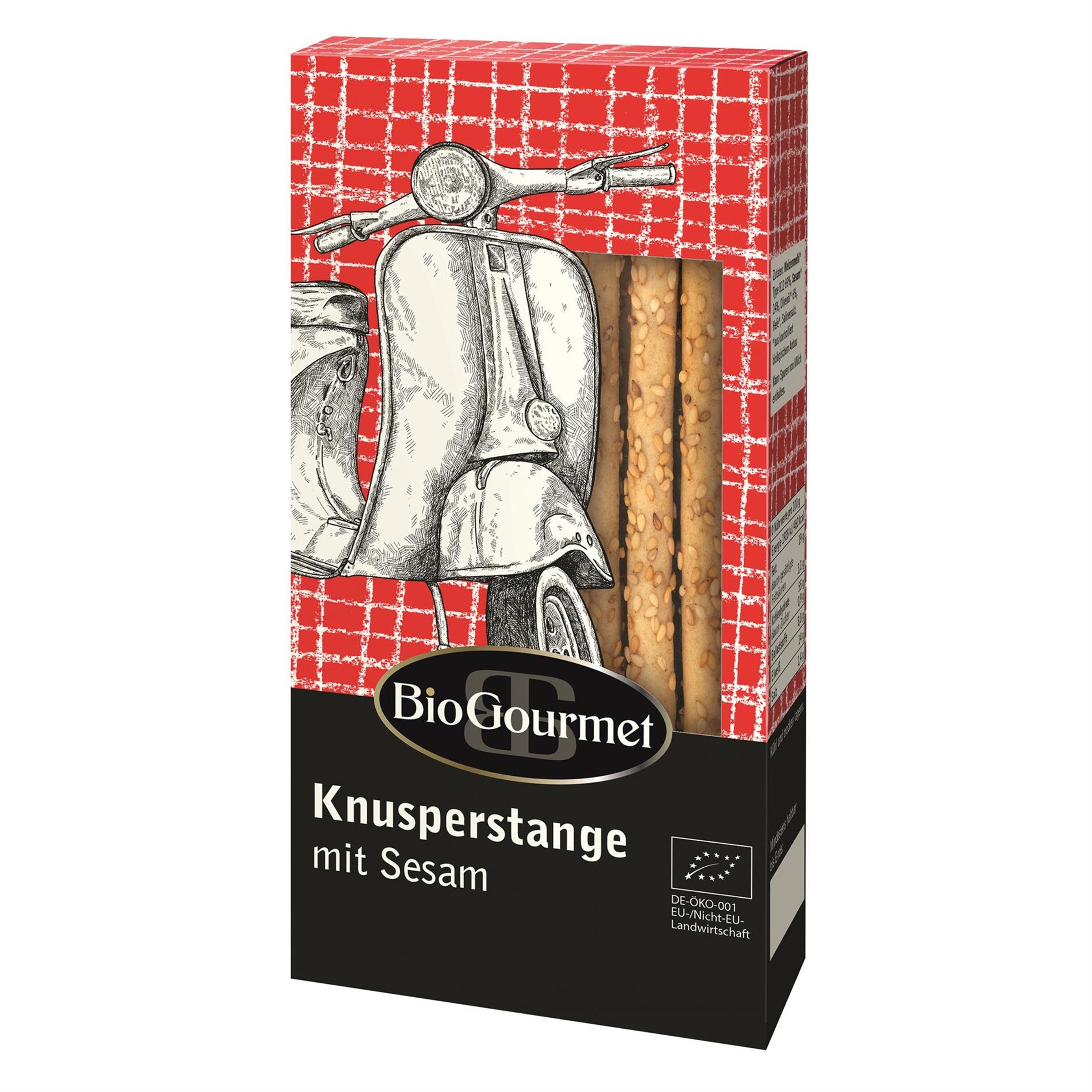 Knusperstange BIO GOURMET mit Sesam mit Motiv Vespa Motorroller 