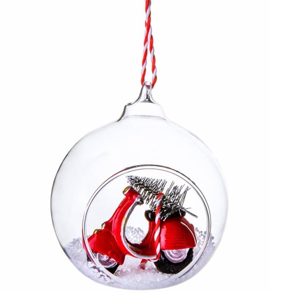 Christbaumschmuck Glaskugel mit Motiv Vespa Motorroller rot 