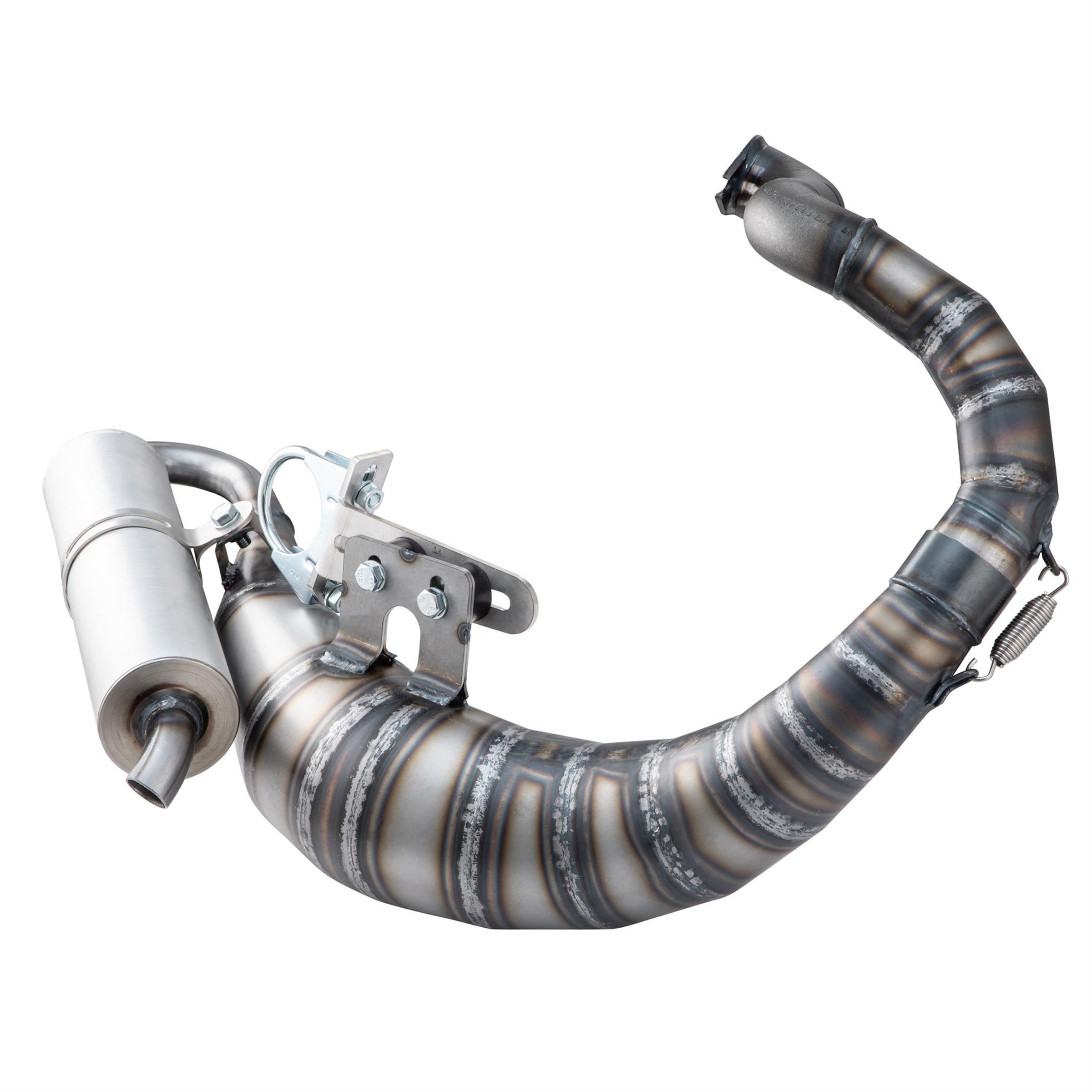 Rennauspuff EGIG Performance UNISEX, Material: Stahl unlackiert, Dämpfer: Aluminium Farbe (ESD): silber für Vespa 90/R/SS/100/125/PV/ET3