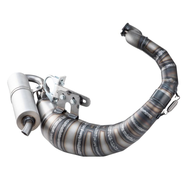 Rennauspuff EGIG Performance UNISEX, Stahl unlackiert, Dämpfer: Aluminium Farbe (ESD): silber für Vespa 90/R/SS/100/125/PV/ET3