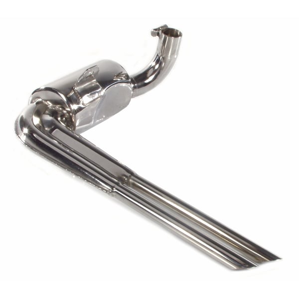 Rennauspuff 'Replika Sport', Edelstahl poliert, Farbe (ESD): chrom für Vespa 125 GT/GTR/TS/150 GL/Sprint/V/T4/PX125-150/PE/Lusso