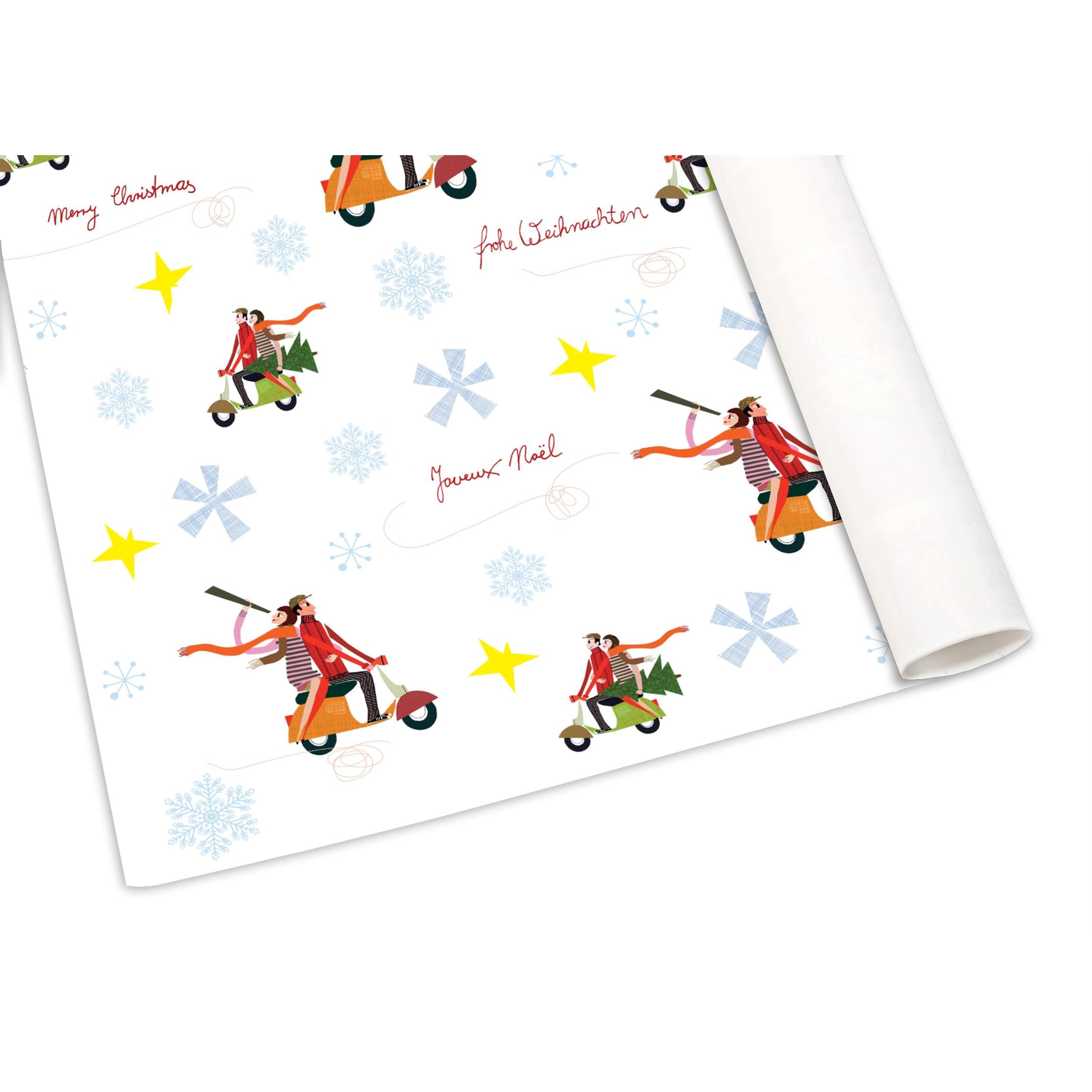 Geschenkpapier SIP Weihnachten mit Motiv Vespa Motorroller 'Paar auf Vespa Roller' 
