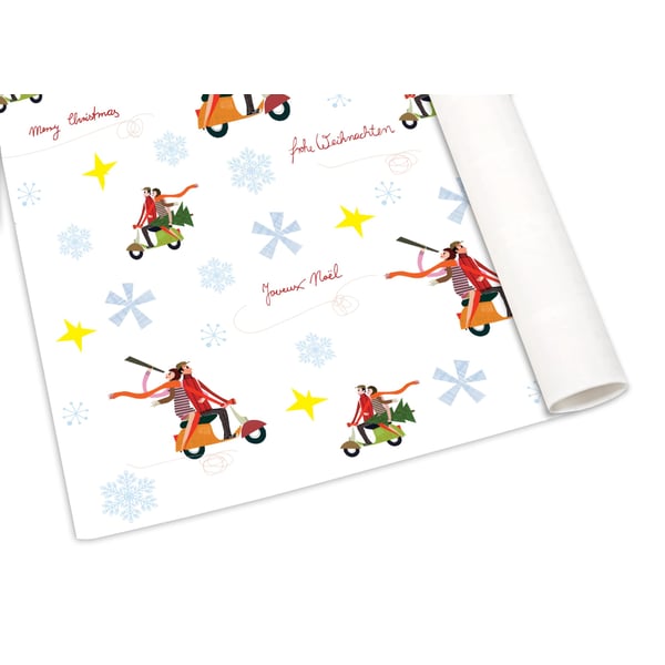 Geschenkpapier SIP Weihnachten mit Motiv Vespa Motorroller 'Paar auf Vespa Roller' 