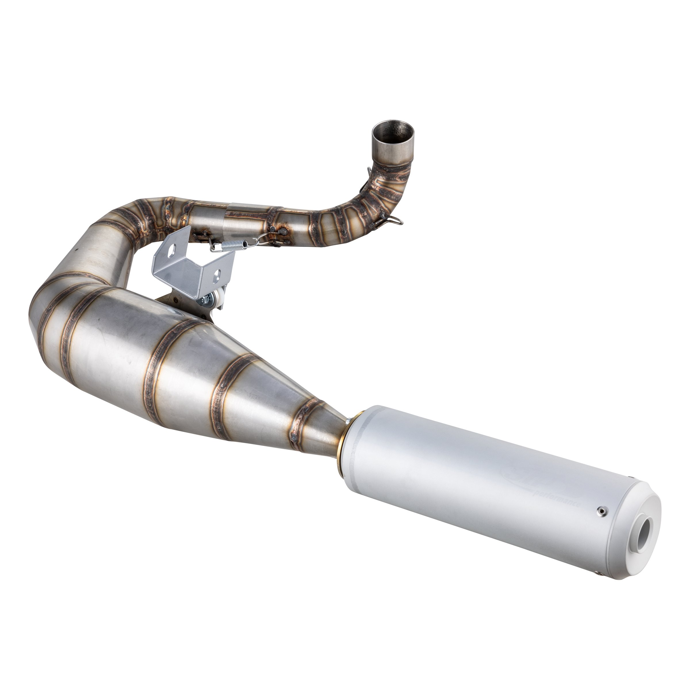 Rennauspuff SIP Performance 2.0 Silent, Material: Edelstahl unlackiert, Dämpfer: Aluminium Farbe (ESD): silber für Vespa 200 Rally/P200E/PX200 E/Lusso/'98/MY/Cosa 1 200