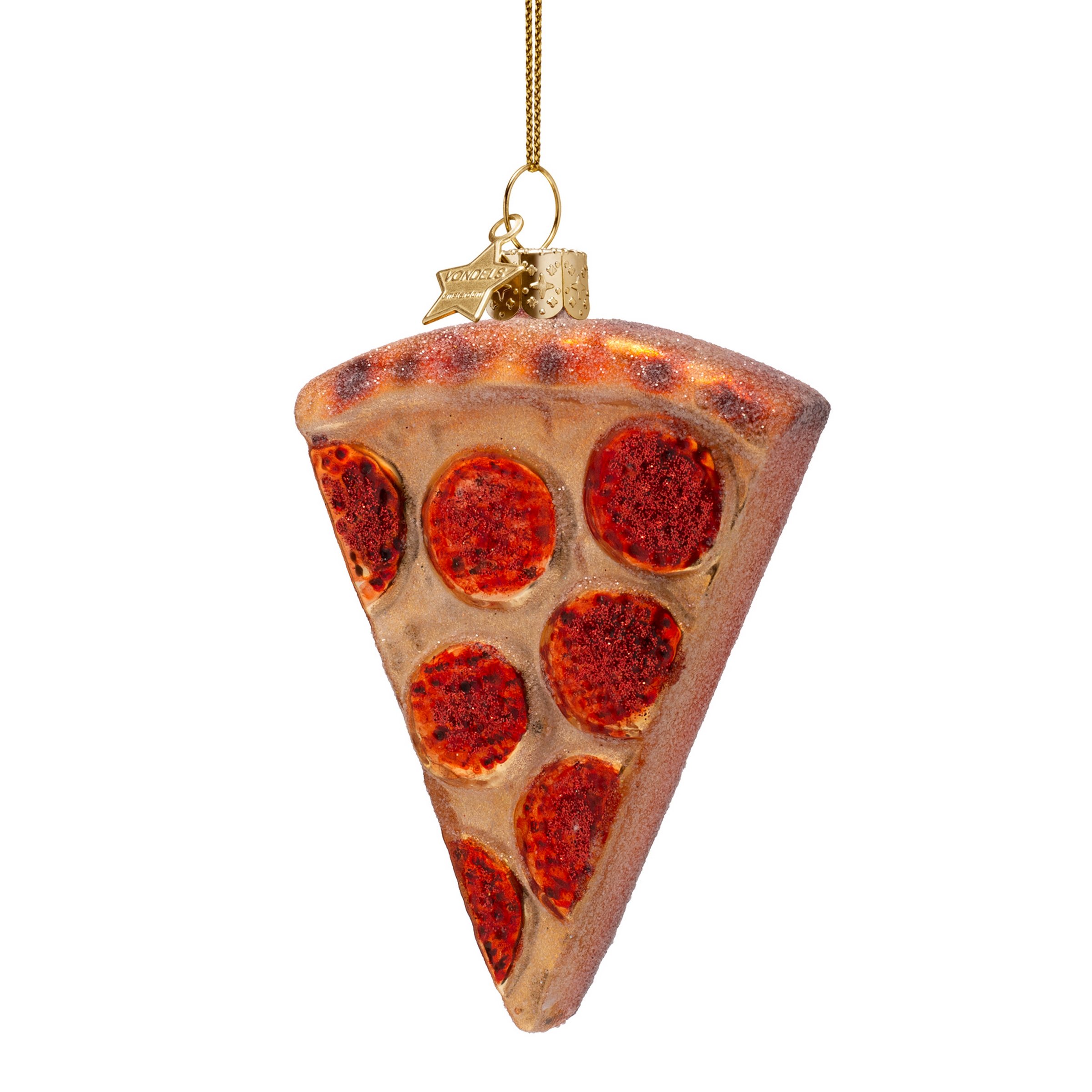 Christbaumschmuck VONDELS mit Motiv 'Pizza Stück' rot / gold 