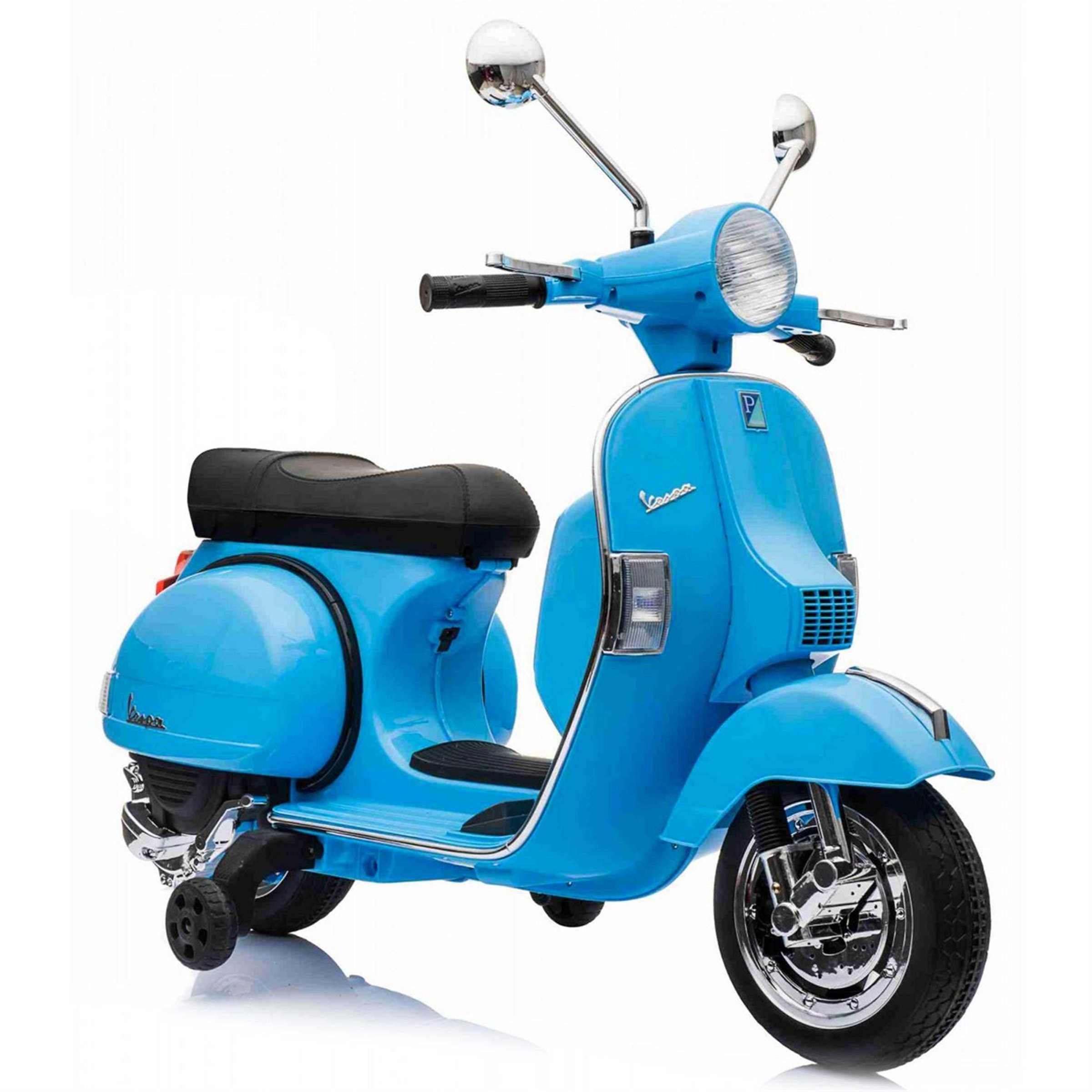 Kinderroller Vespa PX elektrisch 12V blau für Luftfracht/for Airfreight